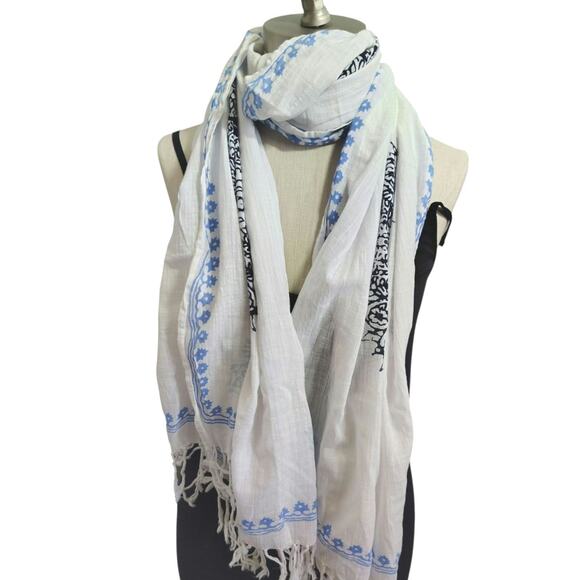 Lucky Brand Unisex Bohemian Scarf white OS - Picture 2 of 4
